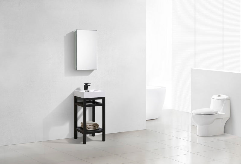 Kube Bath AC16-BK Cisco 16" Matte Black Free Standing Stainless Steel Console Single Sink Bathroom Vanity with Reinforced Acrylic Composite Top - view 3