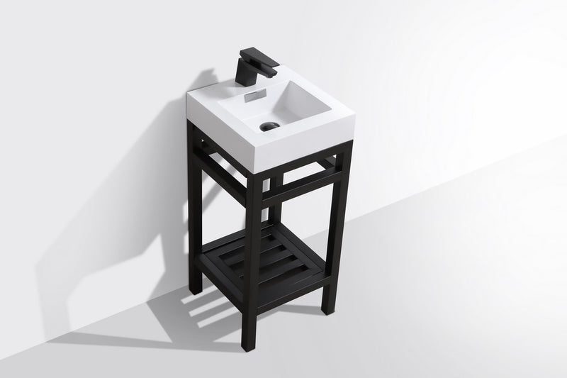 Kube Bath AC16-BK Cisco 16" Matte Black Free Standing Stainless Steel Console Single Sink Bathroom Vanity with Reinforced Acrylic Composite Top - view 4