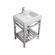 Kube Bath AC24 Cisco 24" Chrome Free Standing Stainless Steel Console Single Sink Bathroom Vanity with Reinforced Acrylic Composite Top