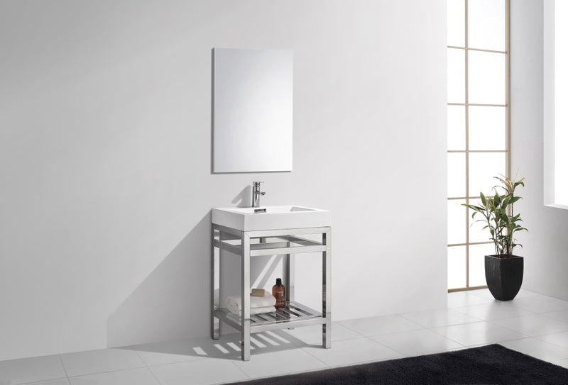 Kube Bath AC24 Cisco 24" Chrome Free Standing Stainless Steel Console Single Sink Bathroom Vanity with Reinforced Acrylic Composite Top - view 3