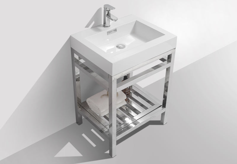 Kube Bath AC24 Cisco 24" Chrome Free Standing Stainless Steel Console Single Sink Bathroom Vanity with Reinforced Acrylic Composite Top - view 4