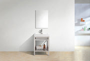 Kube Bath AC24 Cisco 24" Chrome Free Standing Stainless Steel Console Single Sink Bathroom Vanity with Reinforced Acrylic Composite Top - view 2