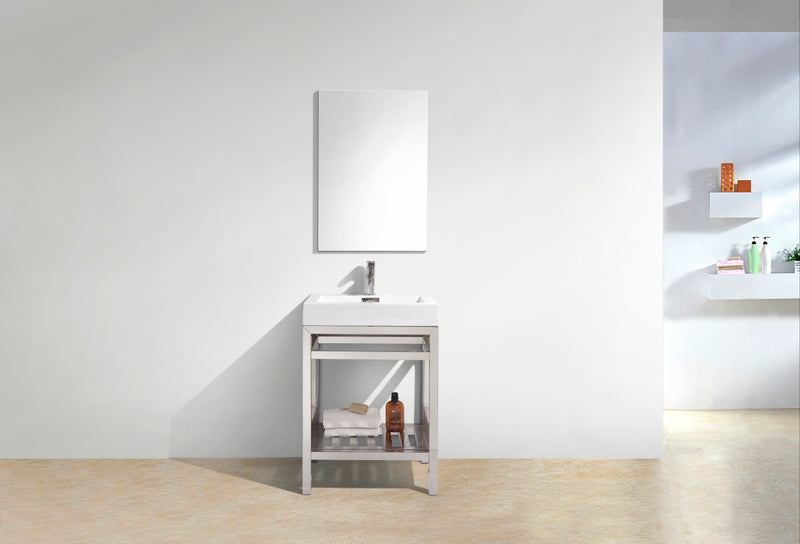 Kube Bath AC24 Cisco 24" Chrome Free Standing Stainless Steel Console Single Sink Bathroom Vanity with Reinforced Acrylic Composite Top - view 2