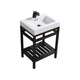 Kube Bath AC24-BK Cisco 24" Matte Black Free Standing Stainless Steel Console Single Sink Bathroom Vanity with Reinforced Acrylic Composite Top