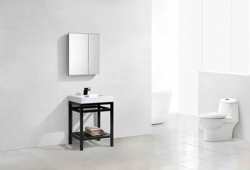 Kube Bath AC24-BK Cisco 24" Matte Black Free Standing Stainless Steel Console Single Sink Bathroom Vanity with Reinforced Acrylic Composite Top - view 3