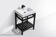 Kube Bath AC24-BK Cisco 24" Matte Black Free Standing Stainless Steel Console Single Sink Bathroom Vanity with Reinforced Acrylic Composite Top - view 4