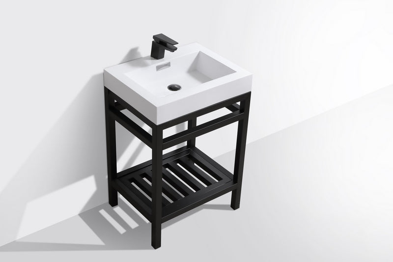 Kube Bath AC24-BK Cisco 24" Matte Black Free Standing Stainless Steel Console Single Sink Bathroom Vanity with Reinforced Acrylic Composite Top - view 4
