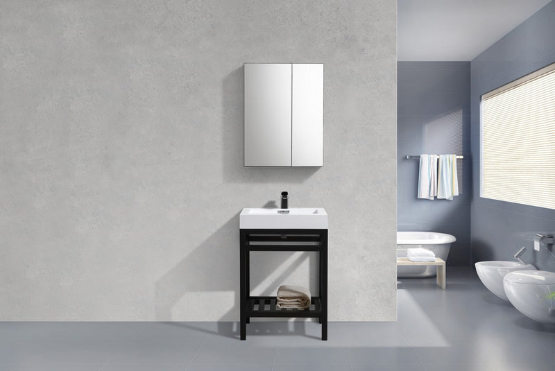 Kube Bath AC24-BK Cisco 24" Matte Black Free Standing Stainless Steel Console Single Sink Bathroom Vanity with Reinforced Acrylic Composite Top - view 2