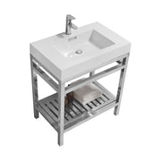 Kube Bath AC30 Cisco 30" Chrome Free Standing Stainless Steel Console Single Sink Bathroom Vanity with Reinforced Acrylic Composite Top