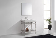 Kube Bath AC30 Cisco 30" Chrome Free Standing Stainless Steel Console Single Sink Bathroom Vanity with Reinforced Acrylic Composite Top - view 3