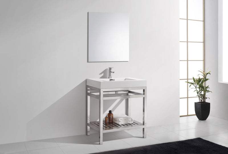 Kube Bath AC30 Cisco 30" Chrome Free Standing Stainless Steel Console Single Sink Bathroom Vanity with Reinforced Acrylic Composite Top - view 3