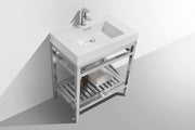 Kube Bath AC30 Cisco 30" Chrome Free Standing Stainless Steel Console Single Sink Bathroom Vanity with Reinforced Acrylic Composite Top - view 4