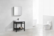 Kube Bath AC30-BK Cisco 30" Matte Black Free Standing Stainless Steel Console Single Sink Bathroom Vanity with Reinforced Acrylic Composite Top - view 2