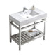 Kube Bath AC36 Cisco 36" Chrome Free Standing Stainless Steel Console Single Sink Bathroom Vanity with Reinforced Acrylic Composite Top