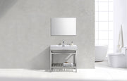 Kube Bath AC36 Cisco 36" Chrome Free Standing Stainless Steel Console Single Sink Bathroom Vanity with Reinforced Acrylic Composite Top - view 2