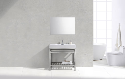 Kube Bath AC36 Cisco 36" Chrome Free Standing Stainless Steel Console Single Sink Bathroom Vanity with Reinforced Acrylic Composite Top - view 2