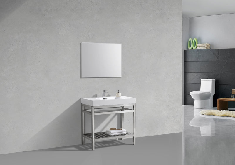 Kube Bath AC36 Cisco 36" Chrome Free Standing Stainless Steel Console Single Sink Bathroom Vanity with Reinforced Acrylic Composite Top - view 3