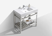 Kube Bath AC36 Cisco 36" Chrome Free Standing Stainless Steel Console Single Sink Bathroom Vanity with Reinforced Acrylic Composite Top - view 4