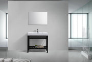 Kube Bath AC36-BK Cisco 36" Matte Black Free Standing Stainless Steel Console Single Sink Bathroom Vanity with Reinforced Acrylic Composite Top - view 2