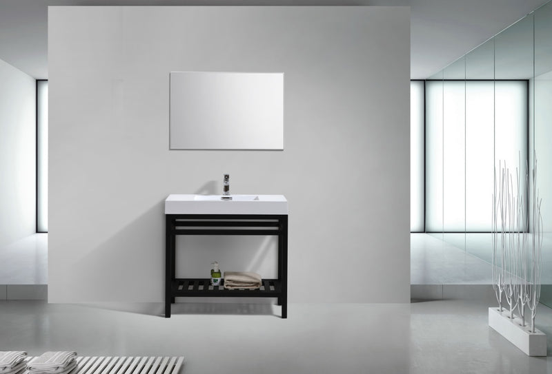Kube Bath AC36-BK Cisco 36" Matte Black Free Standing Stainless Steel Console Single Sink Bathroom Vanity with Reinforced Acrylic Composite Top - view 2