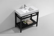 Kube Bath AC36-BK Cisco 36" Matte Black Free Standing Stainless Steel Console Single Sink Bathroom Vanity with Reinforced Acrylic Composite Top - view 3