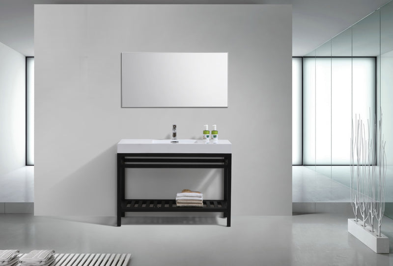 Kube Bath AC48-BK Cisco 48" Matte Black Free Standing Stainless Steel Console Single Sink Bathroom Vanity with Reinforced Acrylic Composite Top - view 2