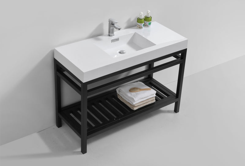 Kube Bath AC48-BK Cisco 48" Matte Black Free Standing Stainless Steel Console Single Sink Bathroom Vanity with Reinforced Acrylic Composite Top - view 3