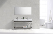 Kube Bath AC60D Cisco 60" Chrome Free Standing Stainless Steel Console Double Sink Bathroom Vanity with Reinforced Acrylic Composite Top - view 2