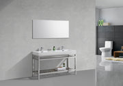 Kube Bath AC60D Cisco 60" Chrome Free Standing Stainless Steel Console Double Sink Bathroom Vanity with Reinforced Acrylic Composite Top - view 3