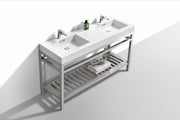 Kube Bath AC60D Cisco 60" Chrome Free Standing Stainless Steel Console Double Sink Bathroom Vanity with Reinforced Acrylic Composite Top - view 4