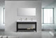 Kube Bath AC60D-BK Cisco 60" Matte Black Free Standing Stainless Steel Console Double Sink Bathroom Vanity with Reinforced Acrylic Composite Top