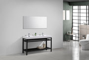 Kube Bath AC60D-BK Cisco 60" Matte Black Free Standing Stainless Steel Console Double Sink Bathroom Vanity with Reinforced Acrylic Composite Top - view 2