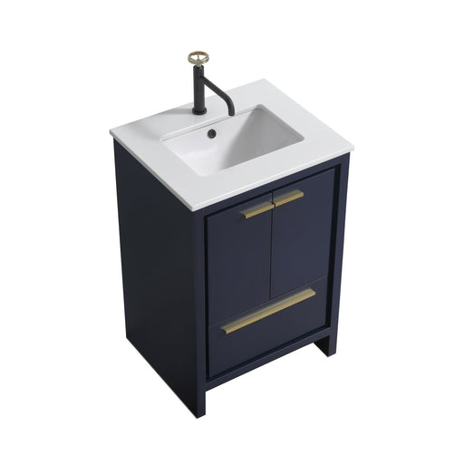Kube Bath AD624BLUE Dolce 24" Blue Free Standing Single Sink Bathroom Vanity with Quartz Top