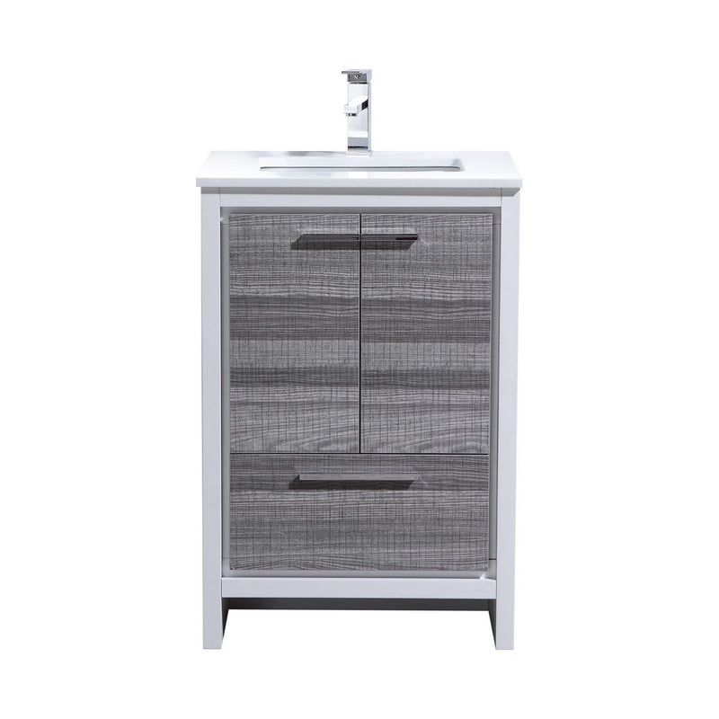 Kube Bath AD624HG Dolce 24" Ash Gray Free Standing Single Sink Bathroom Vanity with Quartz Top