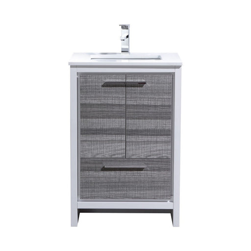 Kube Bath AD624HG Dolce 24" Ash Gray Free Standing Single Sink Bathroom Vanity with Quartz Top