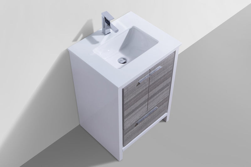 Kube Bath AD624HG Dolce 24" Ash Gray Free Standing Single Sink Bathroom Vanity with Quartz Top - view 3