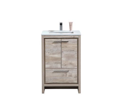 Kube Bath AD624NW Dolce 24" Nature Wood Free Standing Single Sink Bathroom Vanity with Quartz Top