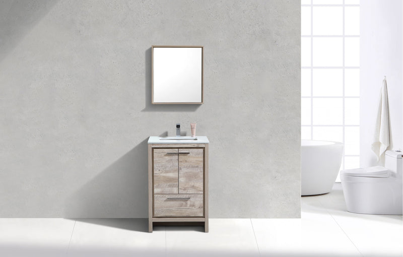 Kube Bath AD624NW Dolce 24" Nature Wood Free Standing Single Sink Bathroom Vanity with Quartz Top - view 2