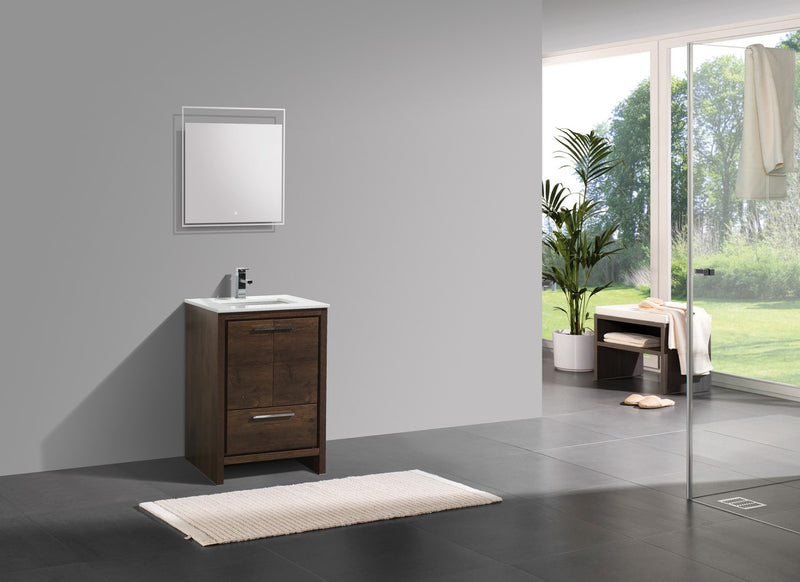 Kube Bath AD624RW Dolce 24" Rose Wood Free Standing Single Sink Bathroom Vanity with Quartz Top - view 3