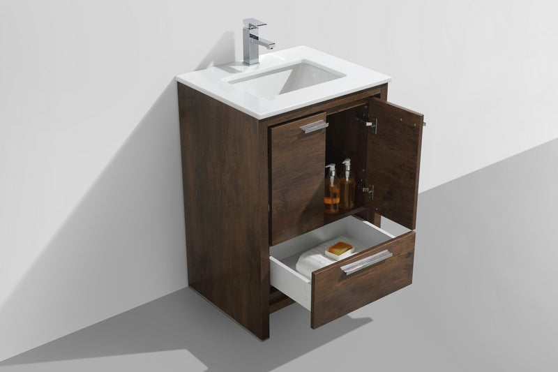 Kube Bath AD624RW Dolce 24" Rose Wood Free Standing Single Sink Bathroom Vanity with Quartz Top - view 4