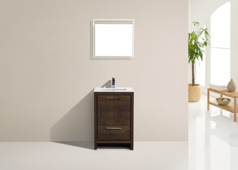 Kube Bath AD624RW Dolce 24" Rose Wood Free Standing Single Sink Bathroom Vanity with Quartz Top - view 2