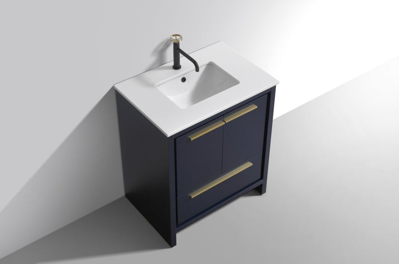Kube Bath AD630BLUE Dolce 30" Blue Free Standing Single Sink Bathroom Vanity with Quartz Top - view 4