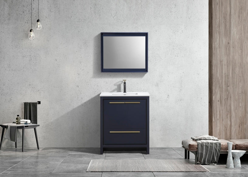 Kube Bath AD630BLUE Dolce 30" Blue Free Standing Single Sink Bathroom Vanity with Quartz Top - view 2
