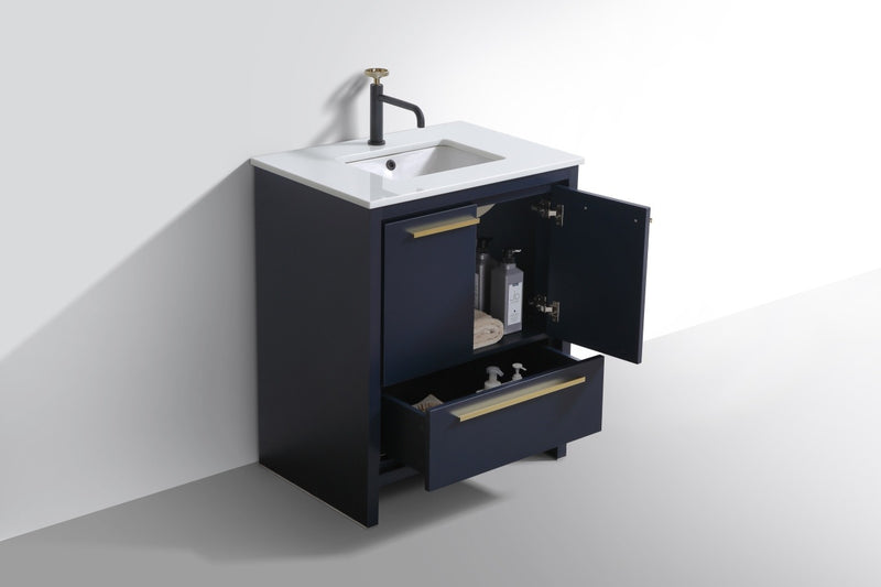 Kube Bath AD630BLUE Dolce 30" Blue Free Standing Single Sink Bathroom Vanity with Quartz Top - view 5