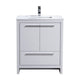 Kube Bath AD630GW Dolce 30" High Gloss White Free Standing Single Sink Bathroom Vanity with Quartz Top