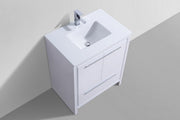 Kube Bath AD630GW Dolce 30" High Gloss White Free Standing Single Sink Bathroom Vanity with Quartz Top - view 3