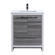 Kube Bath AD630HG Dolce 30" Ash Gray Free Standing Single Sink Bathroom Vanity with Quartz Top