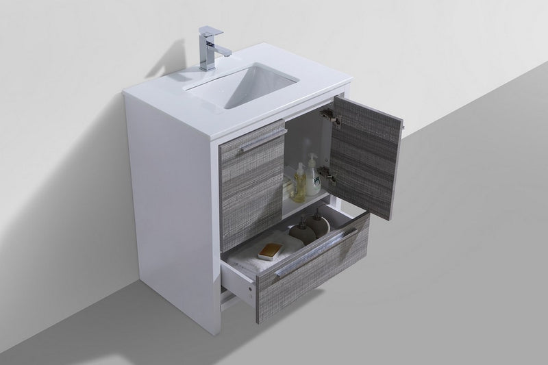 Kube Bath AD630HG Dolce 30" Ash Gray Free Standing Single Sink Bathroom Vanity with Quartz Top - view 4
