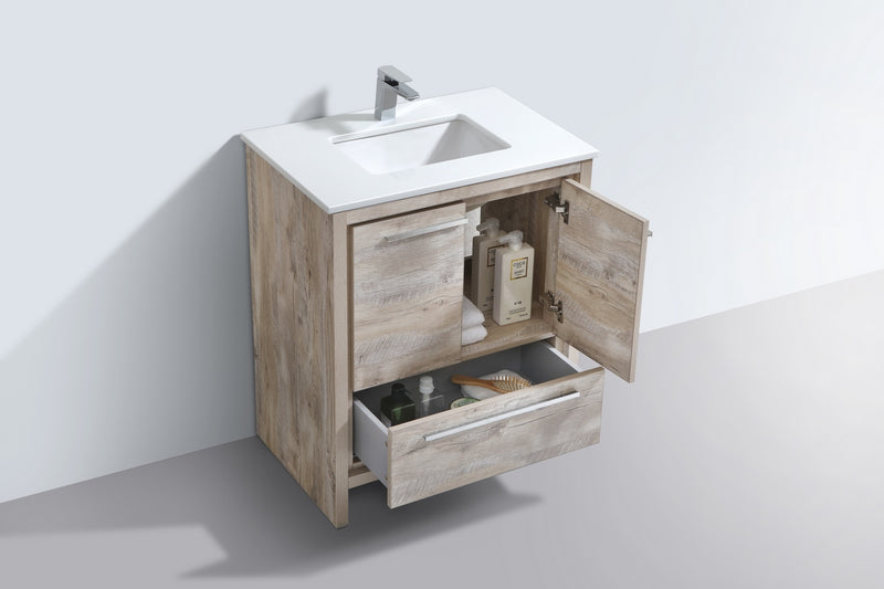 Kube Bath AD630NW Dolce 30" Nature Wood Free Standing Single Sink Bathroom Vanity with Quartz Top - view 4