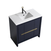 Kube Bath AD636BLUE Dolce 36" Blue Free Standing Single Sink Bathroom Vanity with Quartz Top
